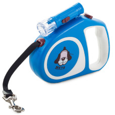 Поводок для собак автоматический замок фонарик 5м 15кг синий